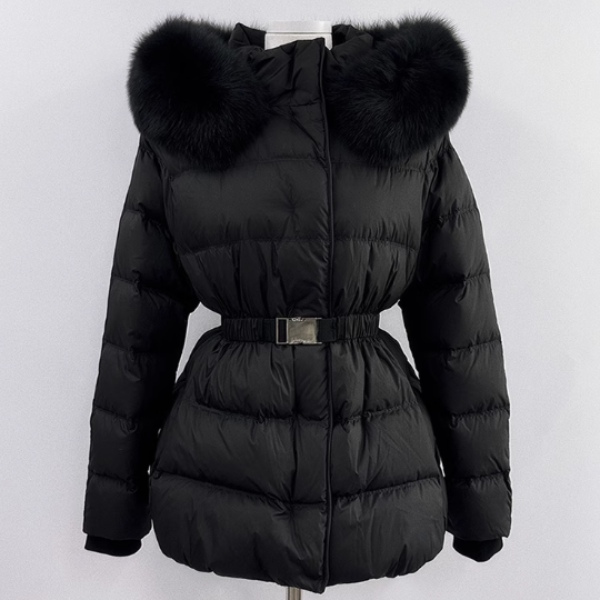 韓国直送 高級感 リアルファー ベルトSET ダウンジャケット｜MIRISE