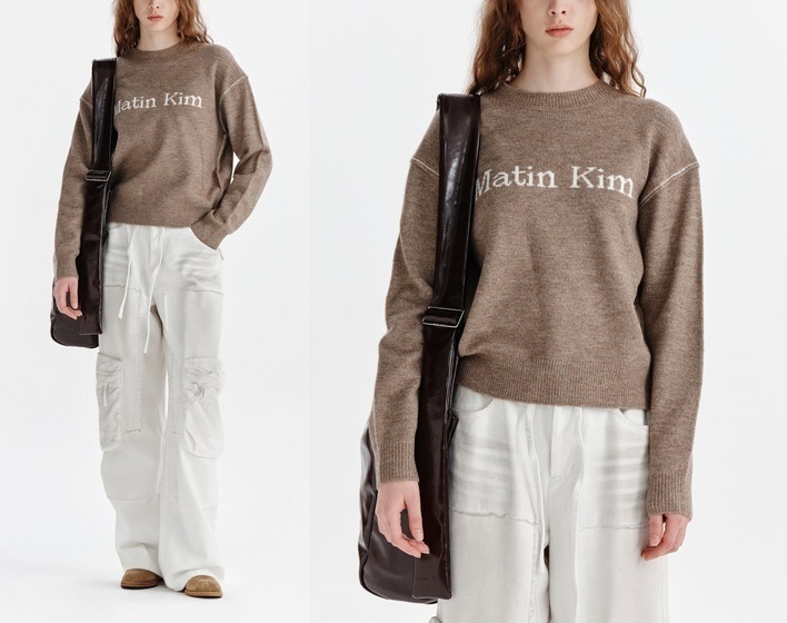MATIN KIM ニット セーター COLOR LINE POINT LOGO KNIT PULLOVER