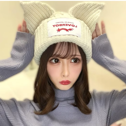 Charles Jeffrey LOVERBOY ニットキャップ ビーニー ねこみみ FLUFFY