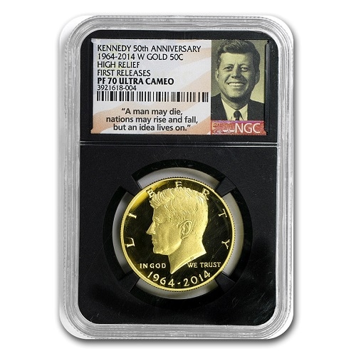 銀行振込5％オフ】 2014年W ケネディ 50セント 50周年記念プルーフ金貨