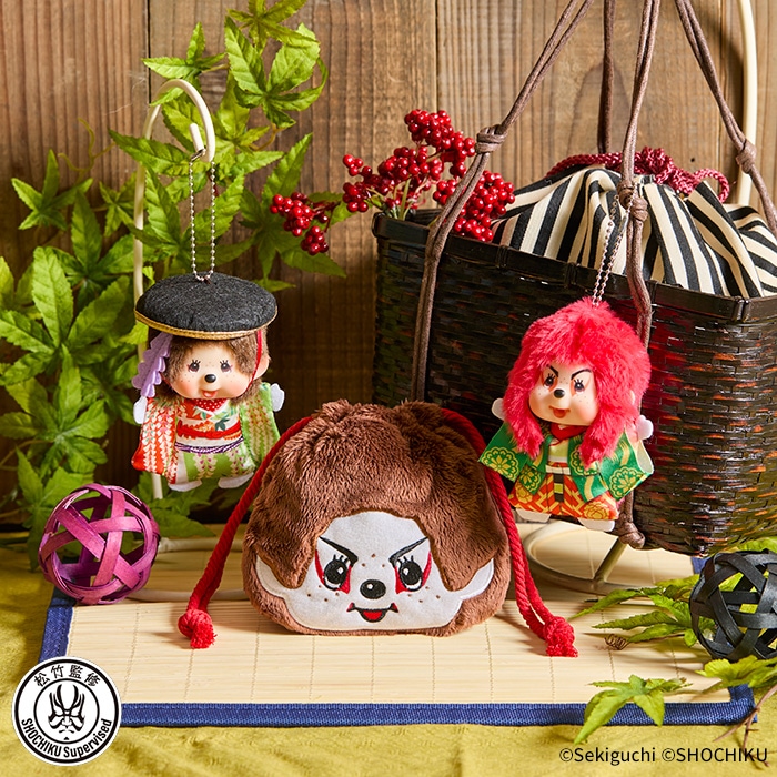 ネコポス可】 モンチッチ×歌舞伎 巾着|【ぬいぐるみのセキグチ