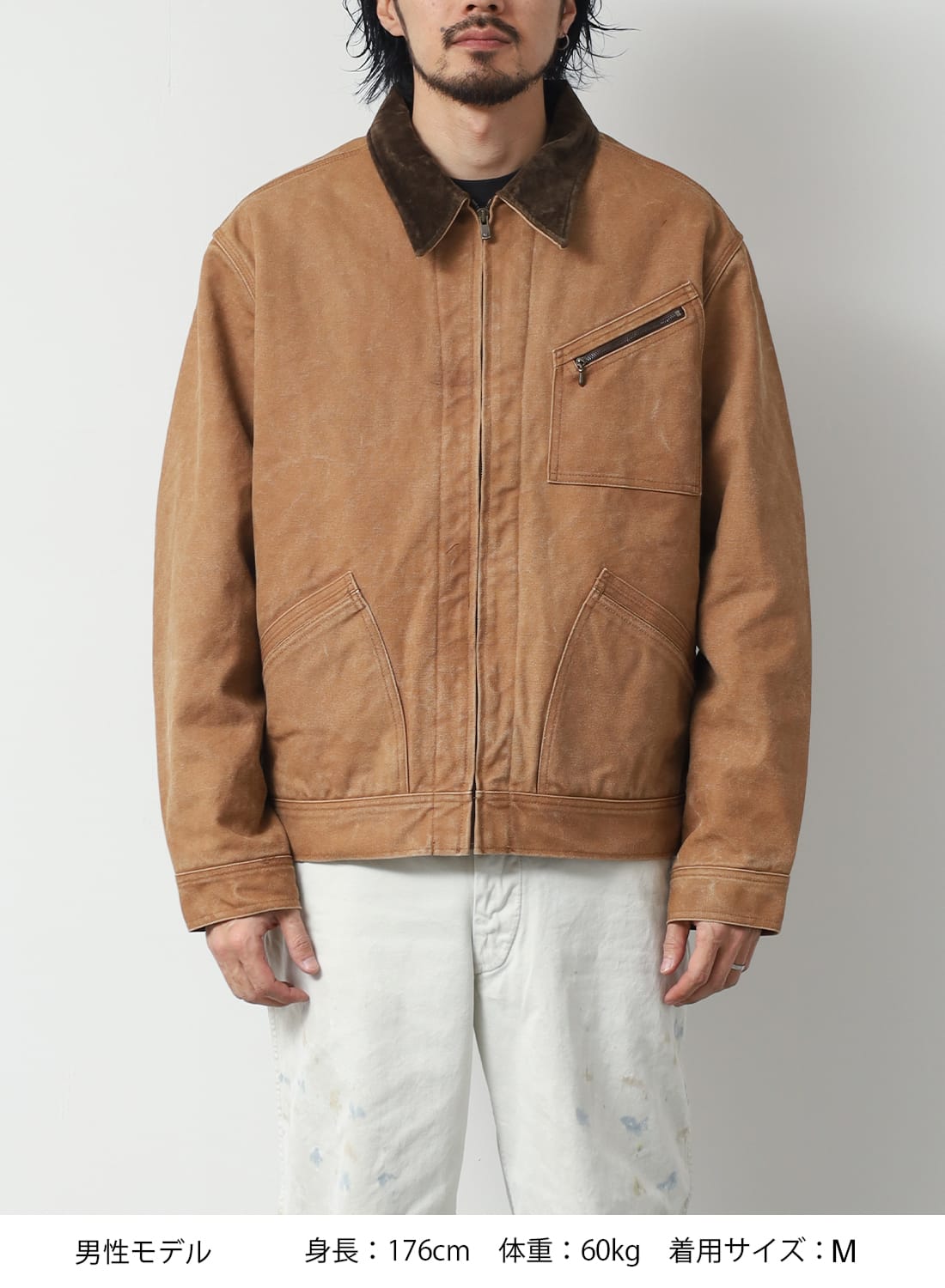 ZIPPED WORK JACKET - DUCK CANVAS / KAKISHIBU PAINT|ジップドワーク