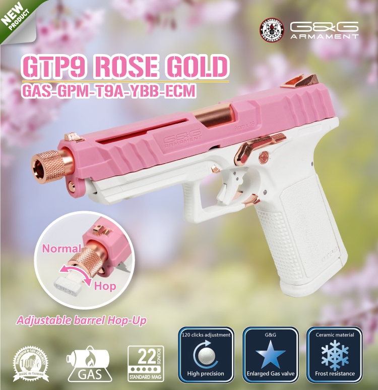 店内全品5％OFFクーポン】G&G ガスブローバックハンドガン GTP9 Rose