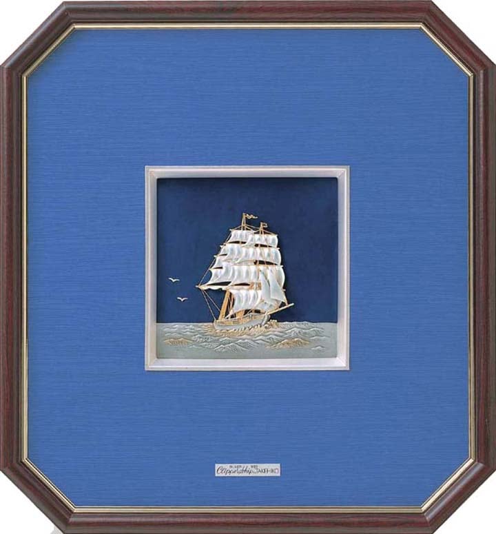 武比古 純銀 木製八角額 帆船 6号 | 銀製品,武比古 | 森銀器製作所