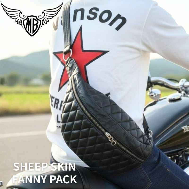 MOTOBLUEZ シープスキンファニーパック ブラック MB-BF01 ダイヤ