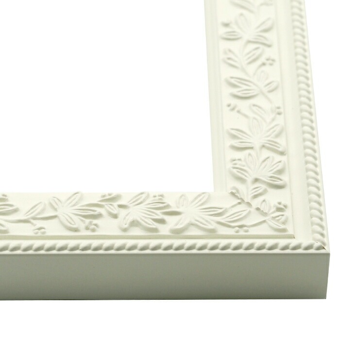 油絵額縁 9855/ホワイト S4号（333×333mm） 前面UVカットアクリル仕様