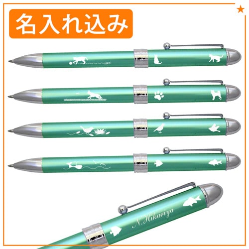 名入れ込み】動物柄 プラチナ ダブル3アクション 多機能ペン ＃18