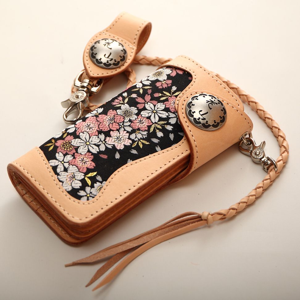 バイク 花山レザーウォレット[W-9AK-京桜-TAN] 花山,ウォレット