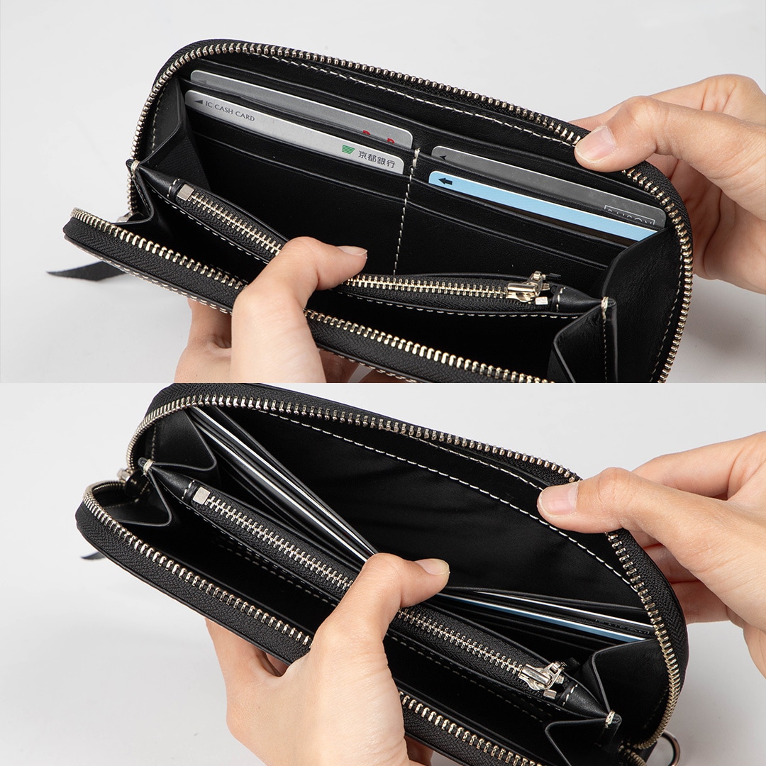 バイク [新柄登場/流水雪輪]花山ロングZIPウォレット[W-48K] 花山