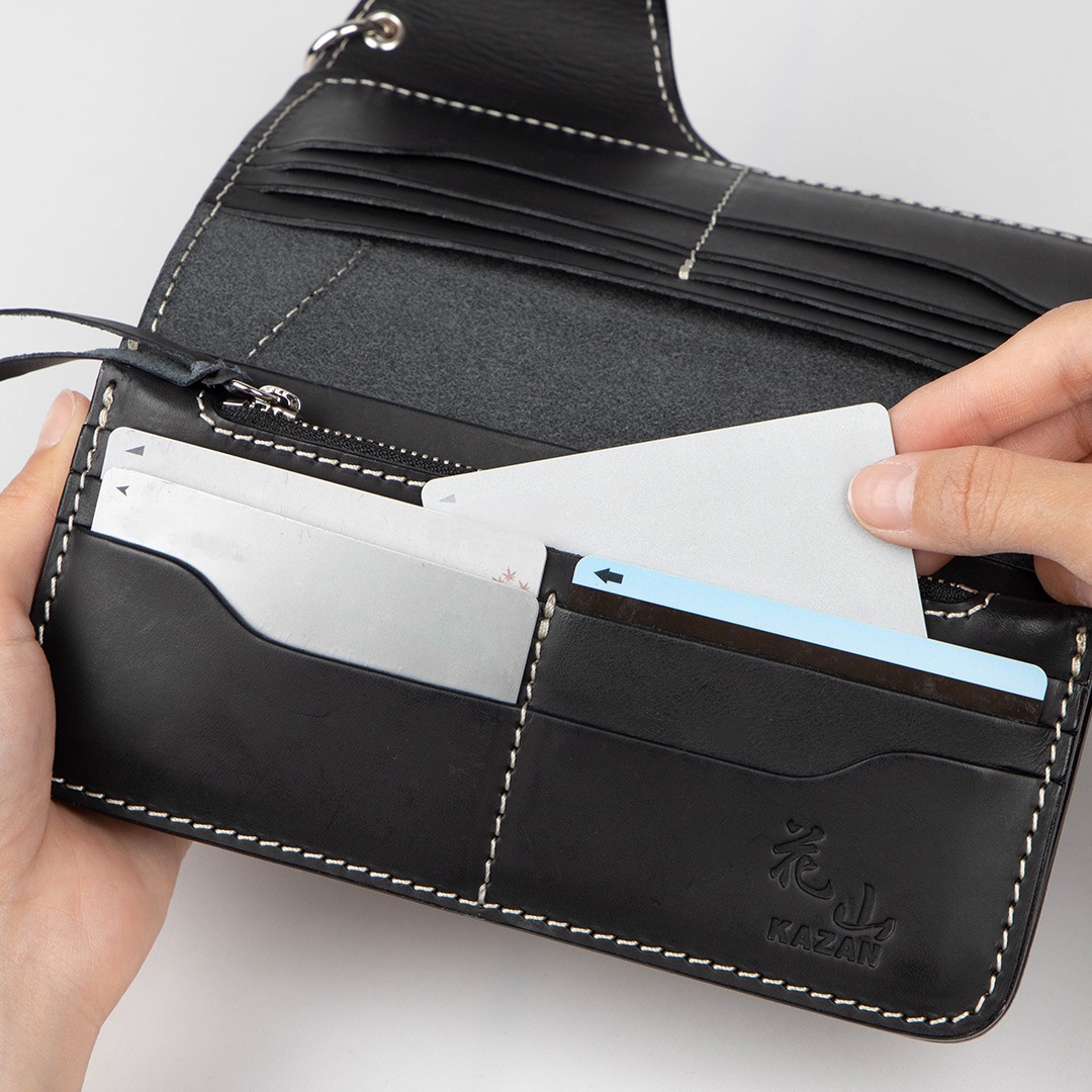 バイク 花山レザーウォレット[W-9AK-京桜-BK] 花山,ウォレット