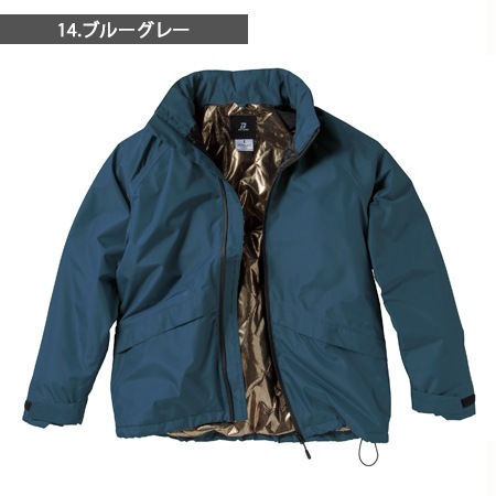 防水防寒ジャケット 54389 秋冬 軽量 防風 保温 中綿 アルミプリント