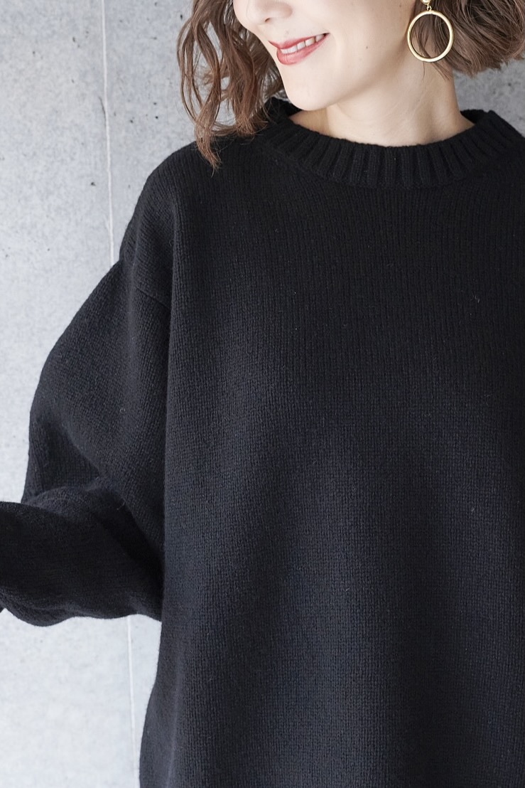 パフスリーブニット/ブラック【残りわずか】 | TOPS | OBLI