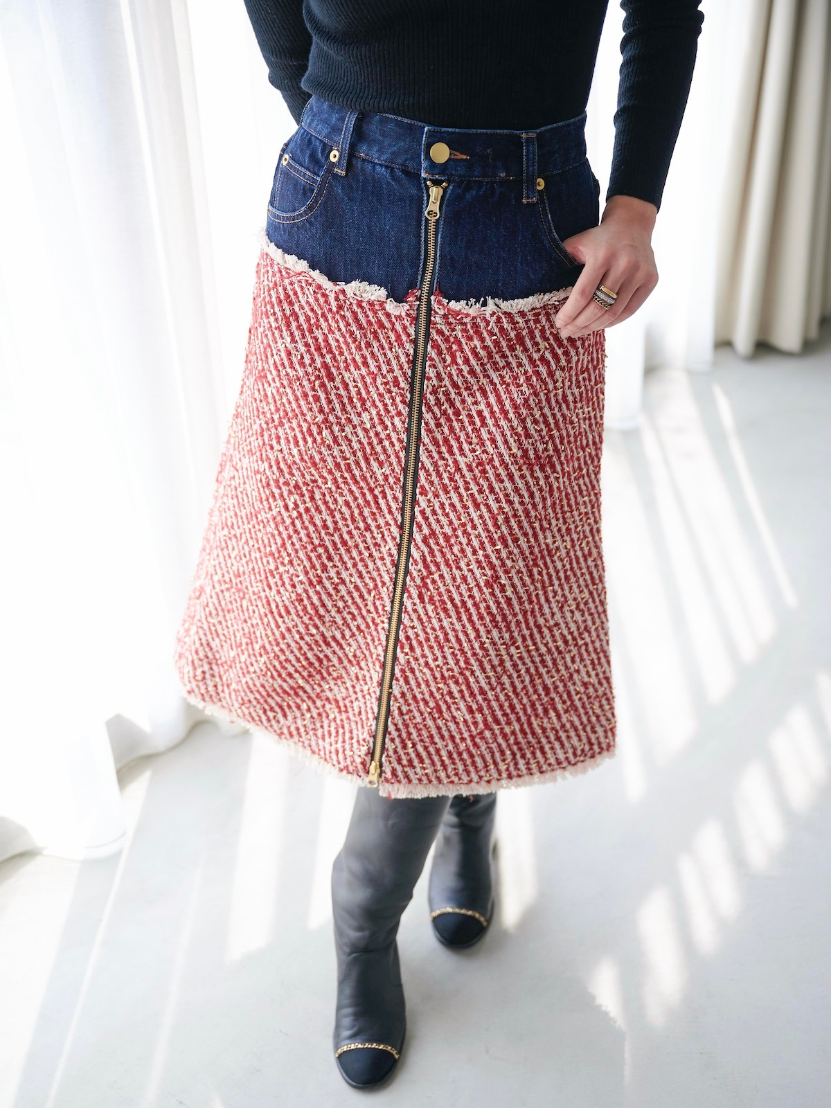 デニムツイードドッキングスカート【残りわずか】 | BOTTOMS | OBLI