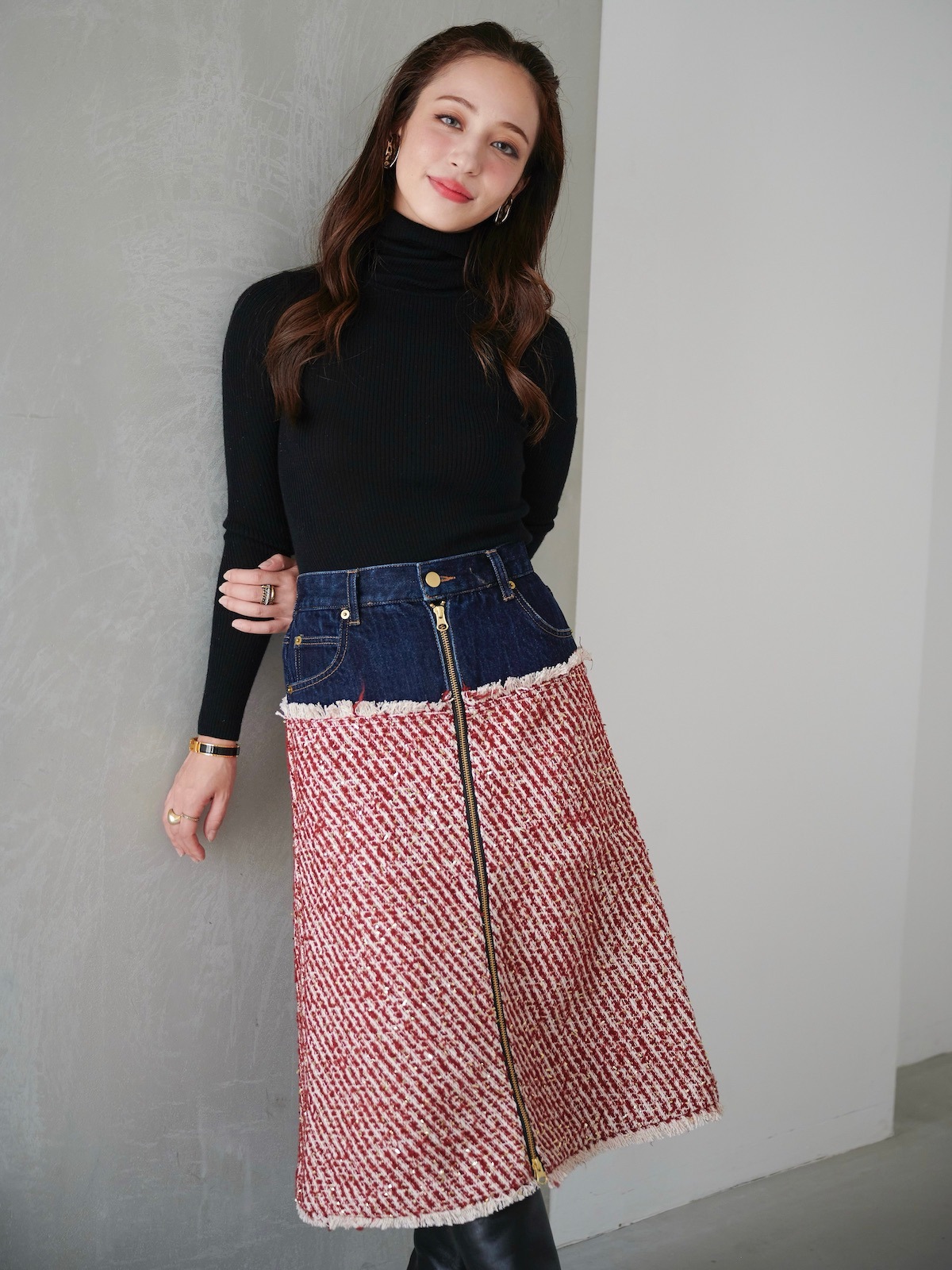 デニムツイードドッキングスカート【残りわずか】 | BOTTOMS | OBLI