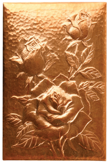 七宝素材／額・額用銅板 電鋳バラ(ハガキ大)98×149mm：銀粘土や七宝