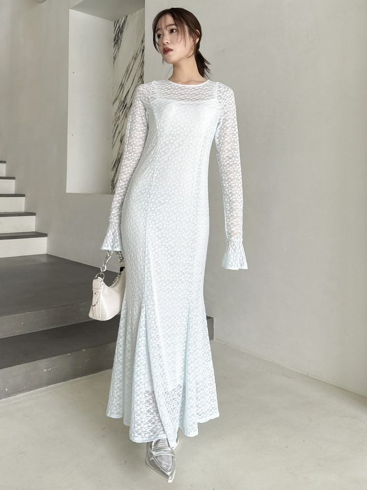 SALE】 dazzlin バックリボンレースワンピース 0225203020|apricot