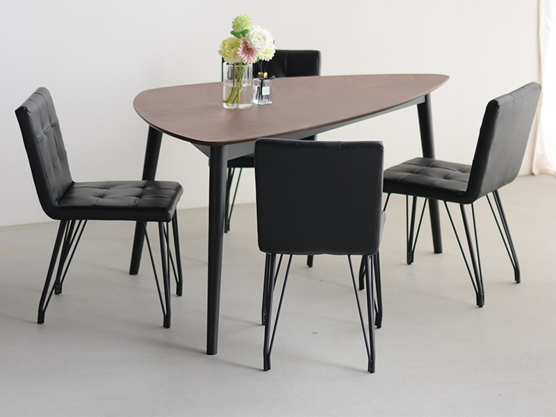 ダイニングテーブルセット 4人 三角テーブル ウォールナット リーフ