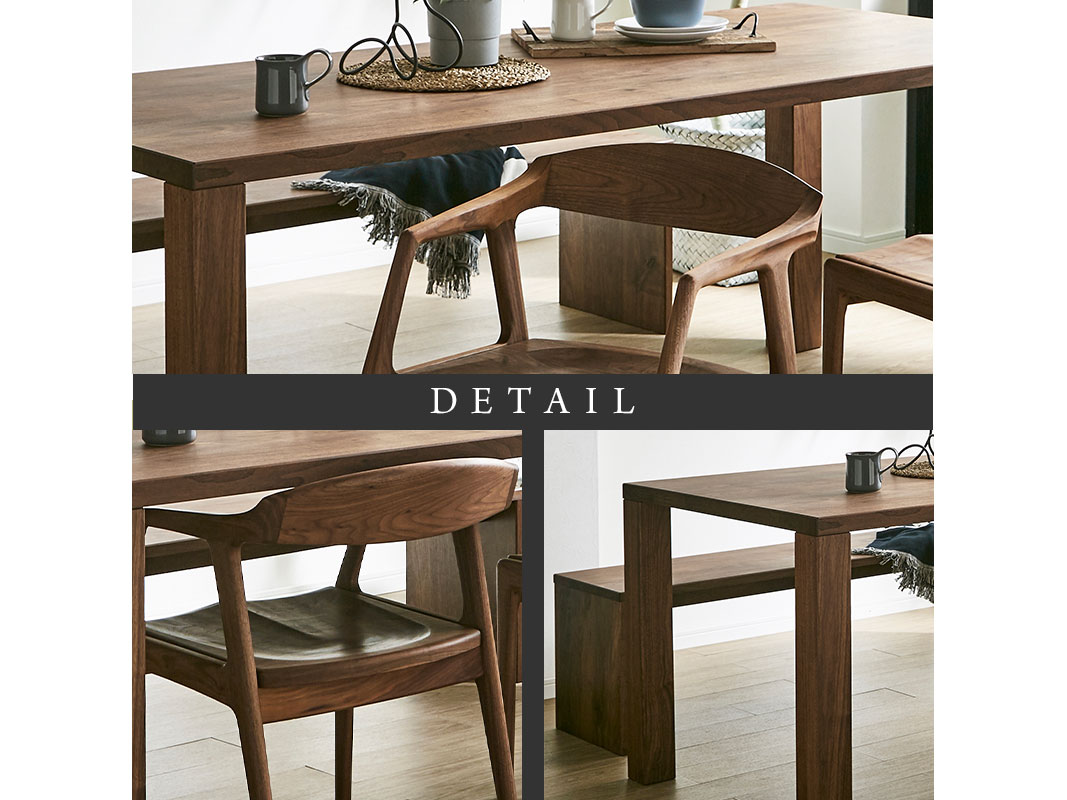 大川家具】無垢材 ダイニングテーブルセット 凛 幅1800【設置/組立て