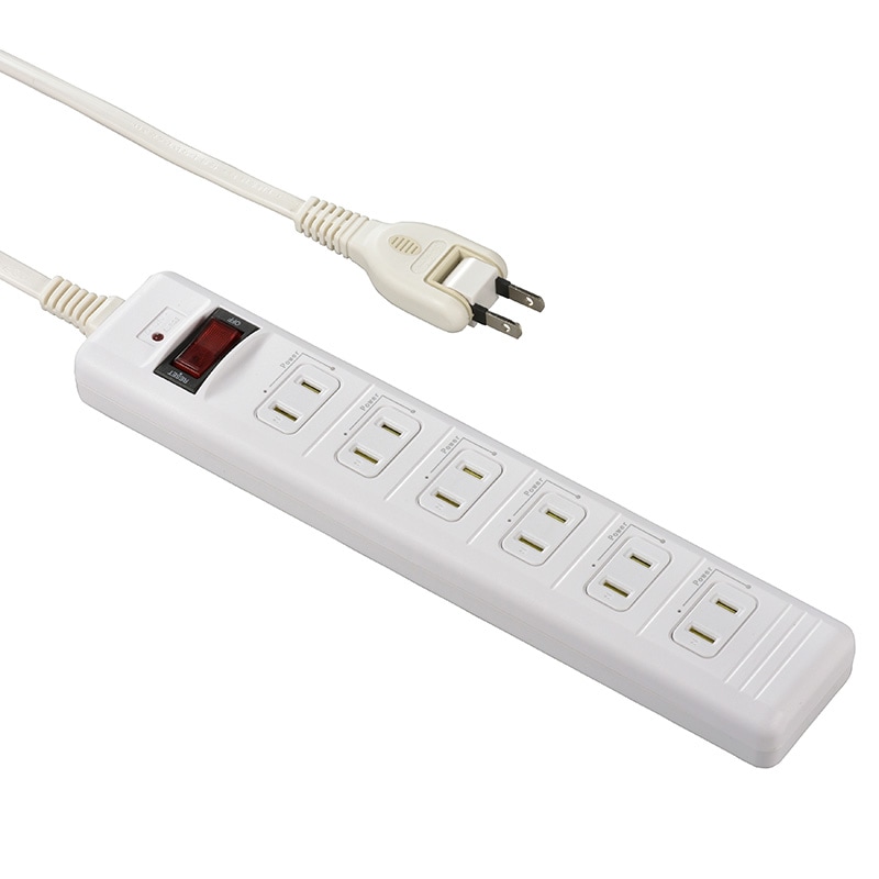 電源タップ 発煙ガードタップ 集中スイッチ付 雷ガード 6個口 2m｜HS