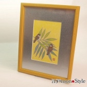 限定1個】【東京手描友禅】染額(雀と木蓮) 江戸monoStyle