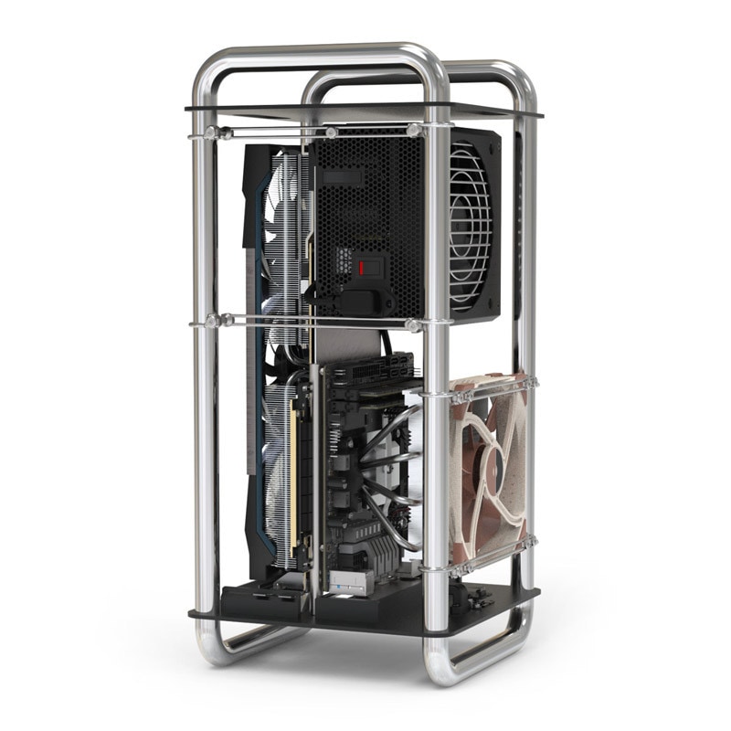 STREACOM DA6 XL VERTICAL OPEN FRAME ITX CASE Chrome | PCパーツ,PC