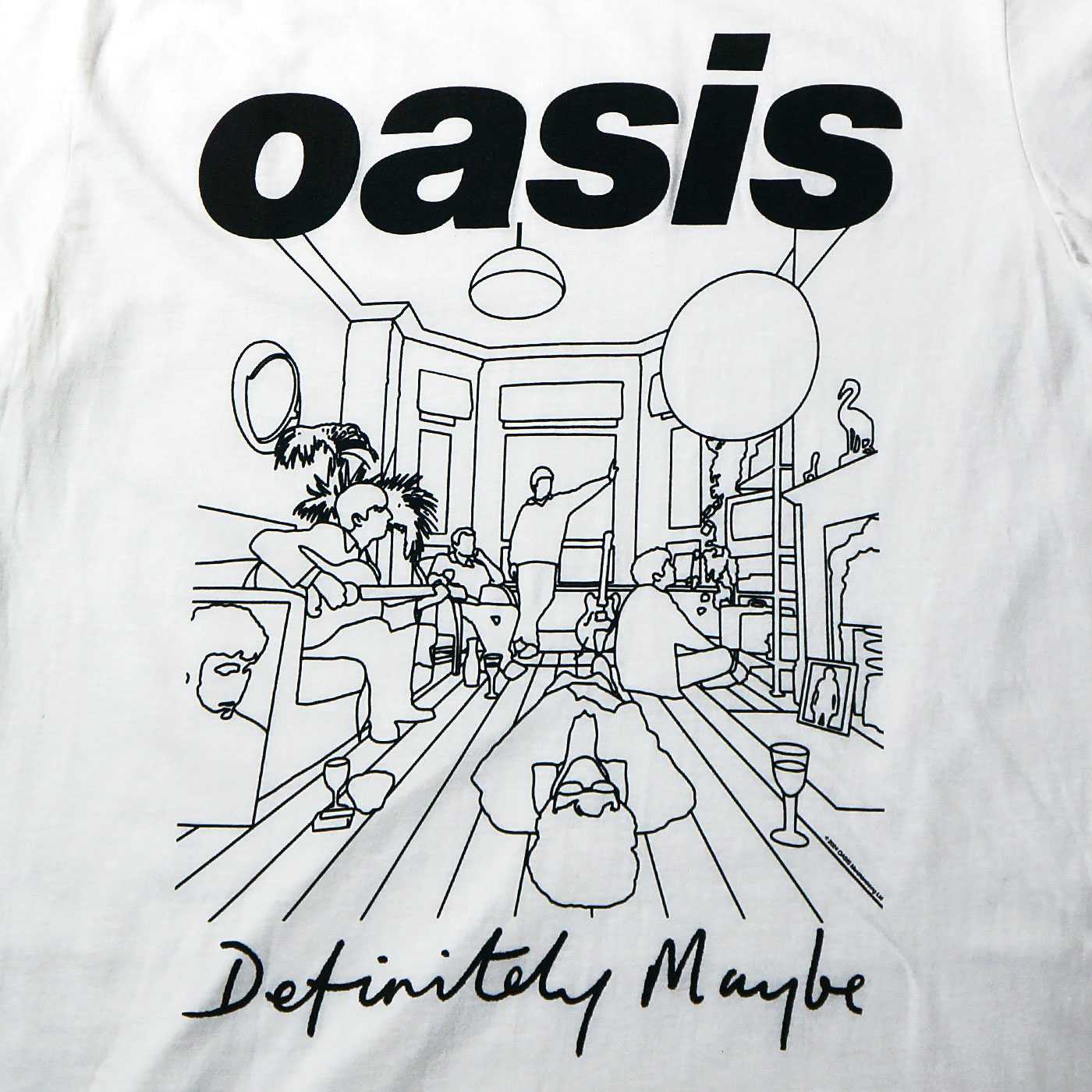 OASIS Tシャツ Definitely Maybe Line Drawing-White | OSOMALO バンド