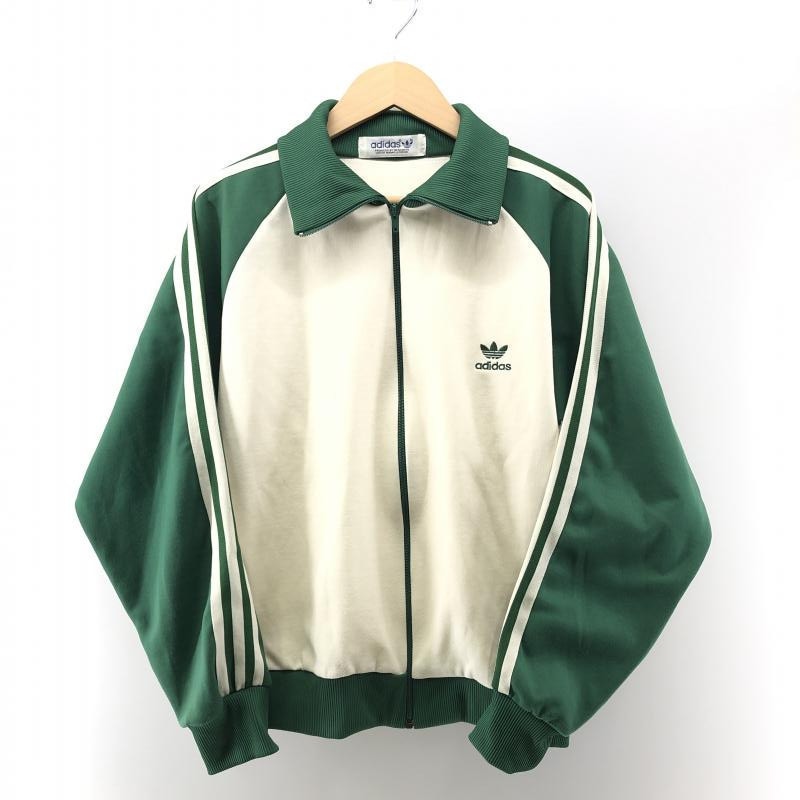 中古】adidas 80s デサント製 トラックジャケット グリーン×ホワイト