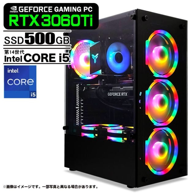 ゲーミングPC デスクトップパソコン ブラック GeForce RTX3060Ti 第14