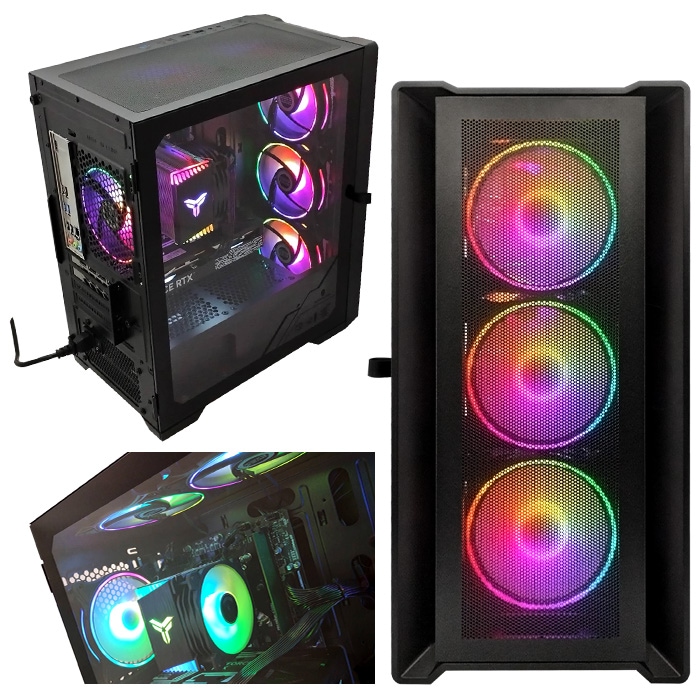 ゲーミングPC デスクトップパソコン ブラック メッシュ AMD Radeon