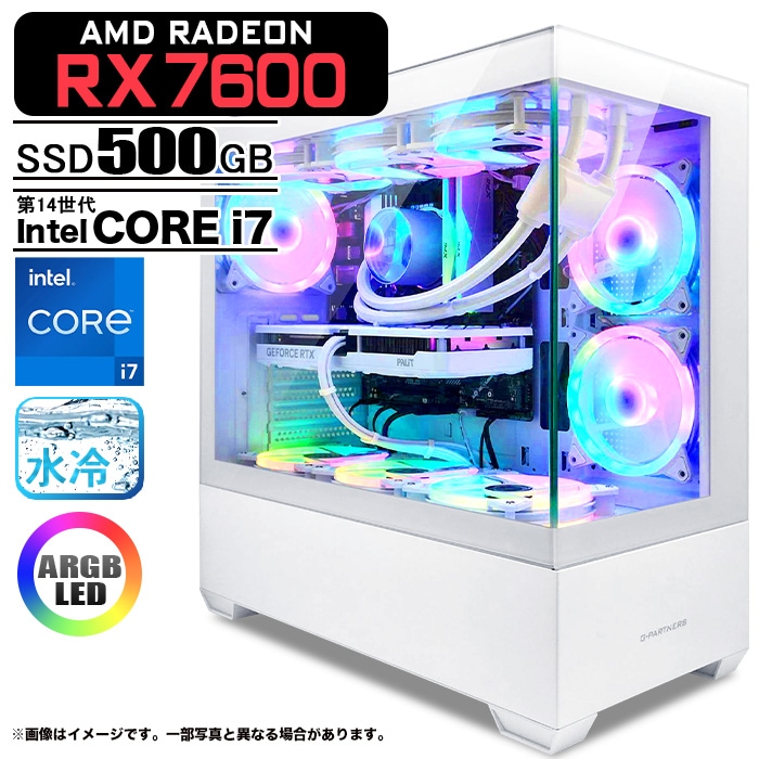 ゲーミングPC デスクトップパソコン GP-V3 ホワイト ピラーレス AMD