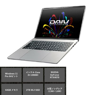 マウスコンピューター DAIV (Win11Pro、16インチ、RTX4060、Core i7
