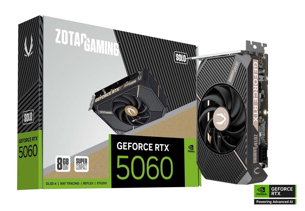 ZOTAC GAMING GeForce RTX 5060 SOLO 8GB 超コンパクトなグラフィック