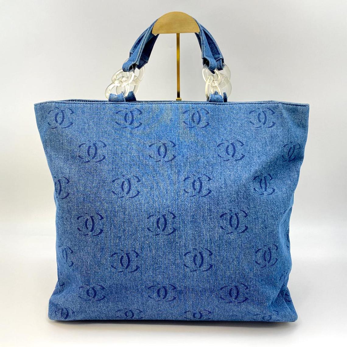 シャネル CHANEL ココマーク プラチェーン トートバッグ A18091 デニム