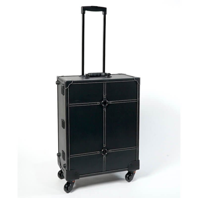 販売終了】キャスター付きメイクボックスM_ブラック(ステッチ）_