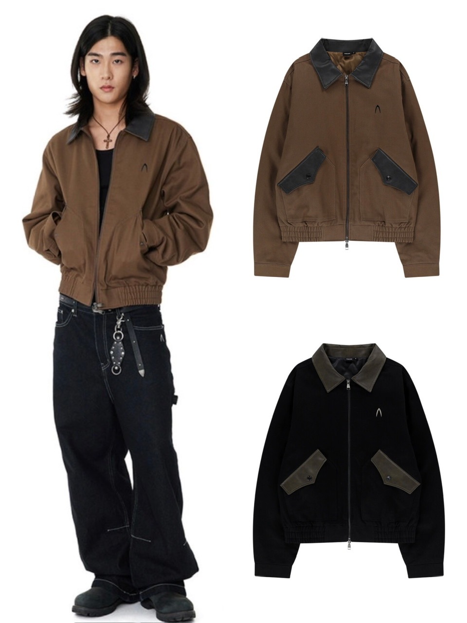 AAKAM】Contrast Leather Work Jacket | OUR BRAND,AAKAM | PRESSING