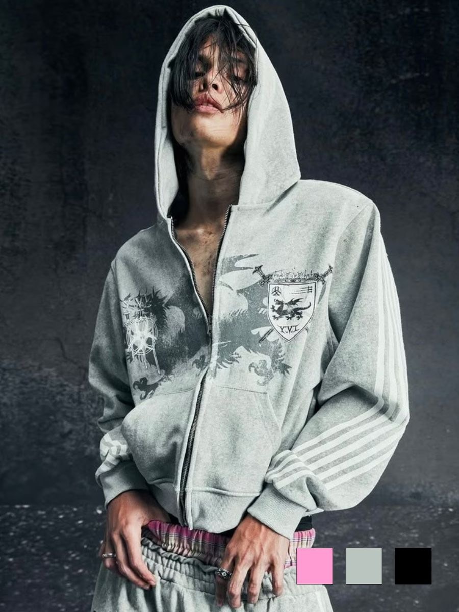 Cozy world Wide】ROYAL KNIGHT CLUB WAXED - HOODZIP | OUR BRAND