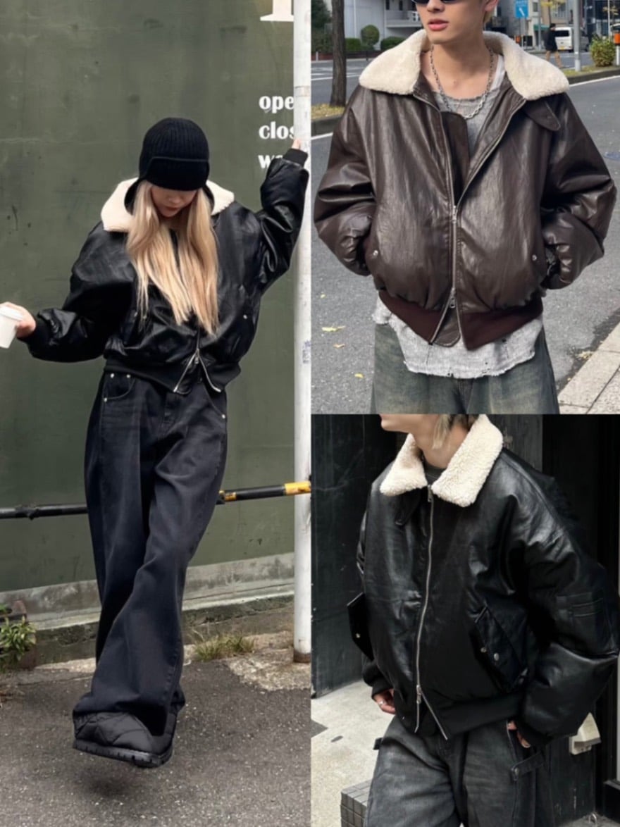 Chikashitsu +】leather bomber mustang jacket (2color) | OUR BRAND