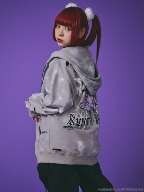 GALFY×KUROMI】イルガルフィームラ染めZIPパーカー / 【ガルフィー