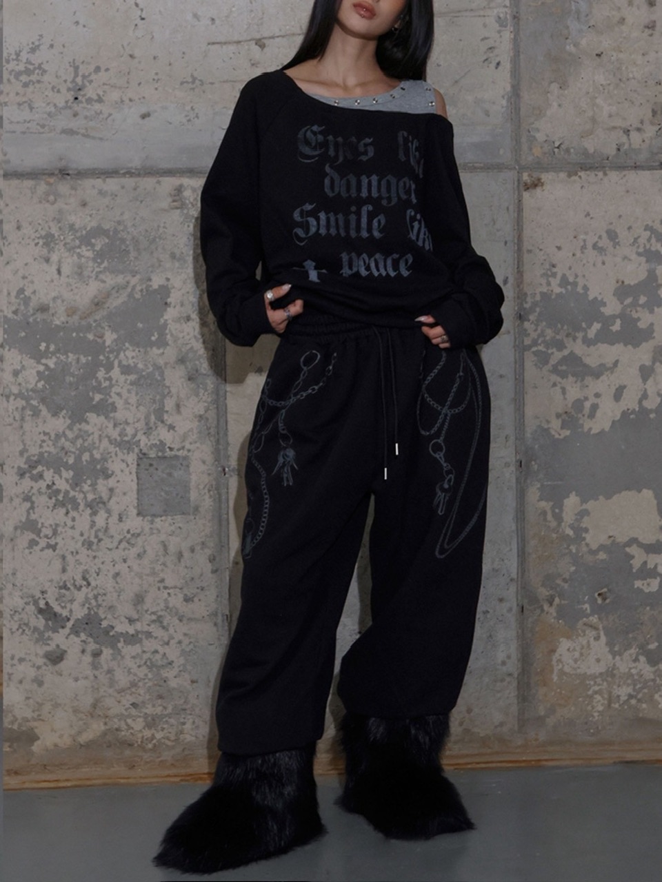 FANCY CLUB】KEYCHAIN EYELET SWEATPANTS / 【ファンシークラブ】キー