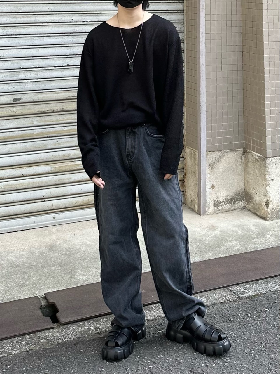 受注制【Chikashitsu +】see-through long sleeve knit (2color