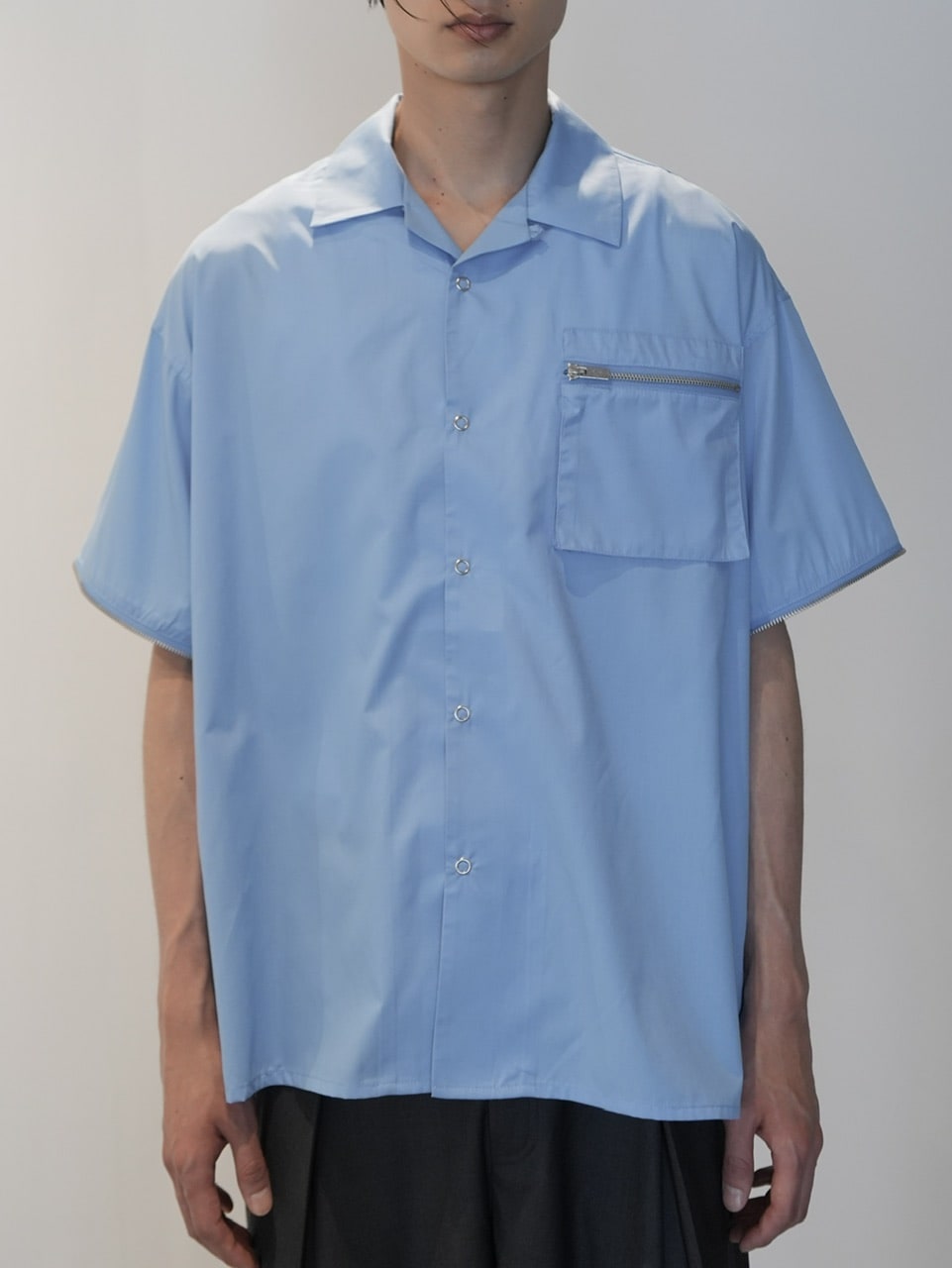 CS】2way zip square cut shirt (blue) / 【シーエス】2ウェイジップ