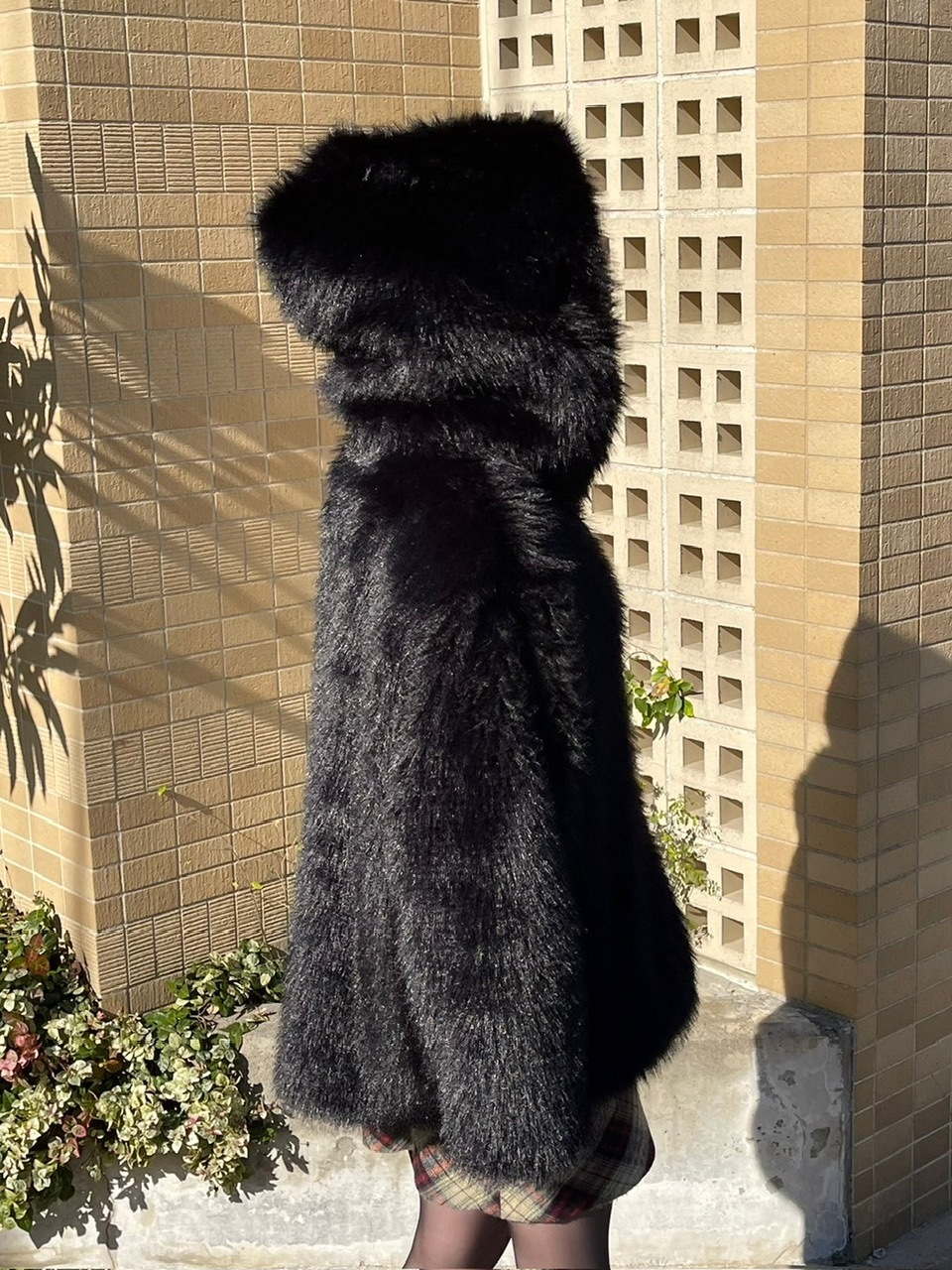 受注制【Chikashitsu +】hooded cropped fur blouson (2color) | OUR