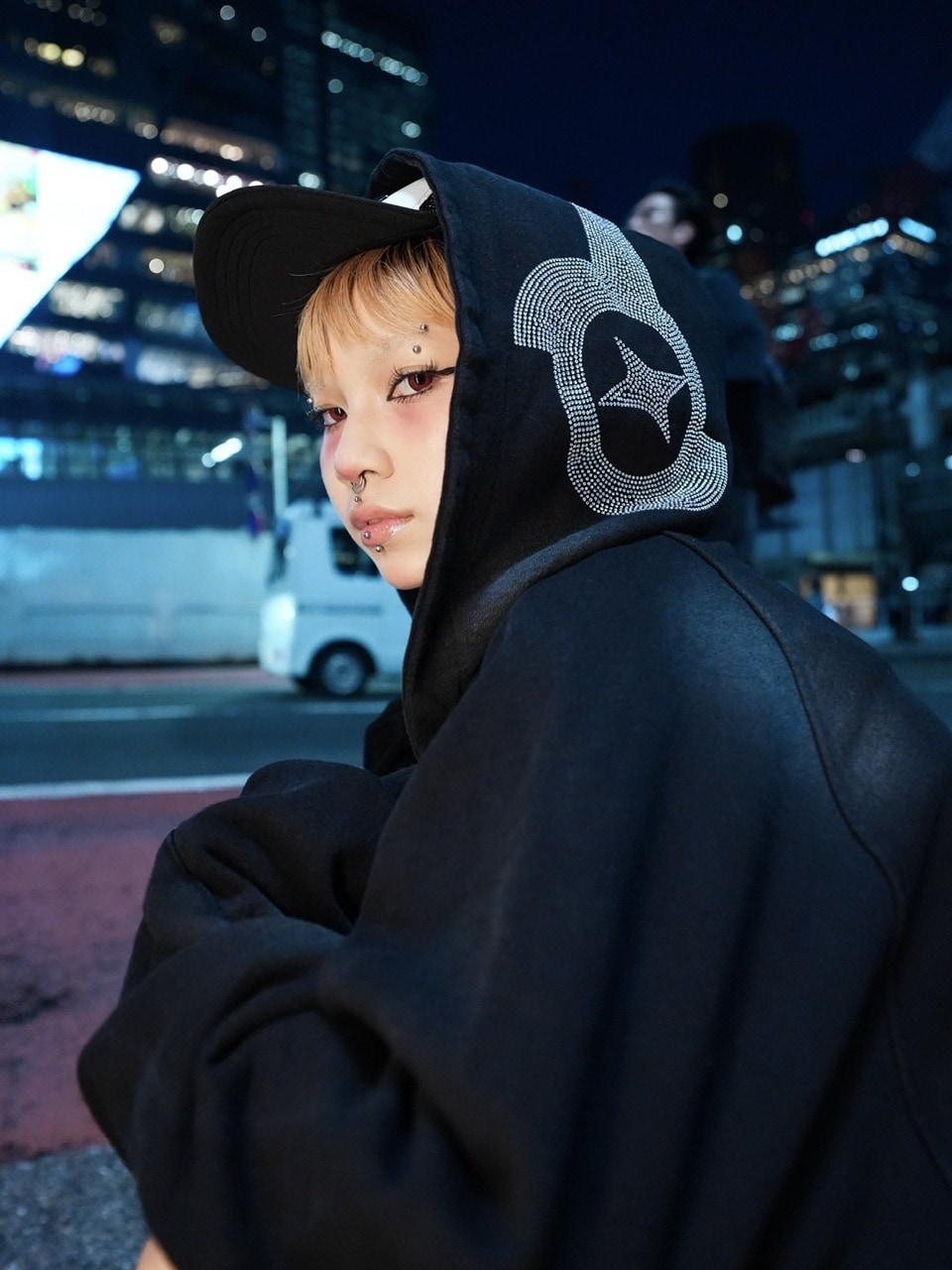 NMTXU】rhinestone design zip parka / 【エヌエムティーエックスユー