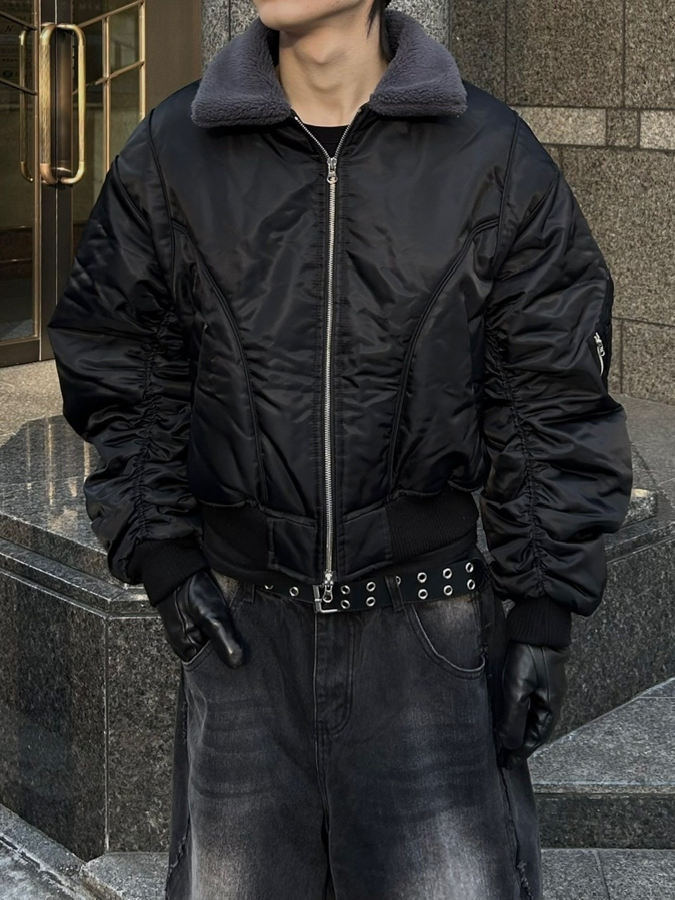 大阪店WEB限定【Chikashitsu +】cropped mustang bomber jacket | OUR