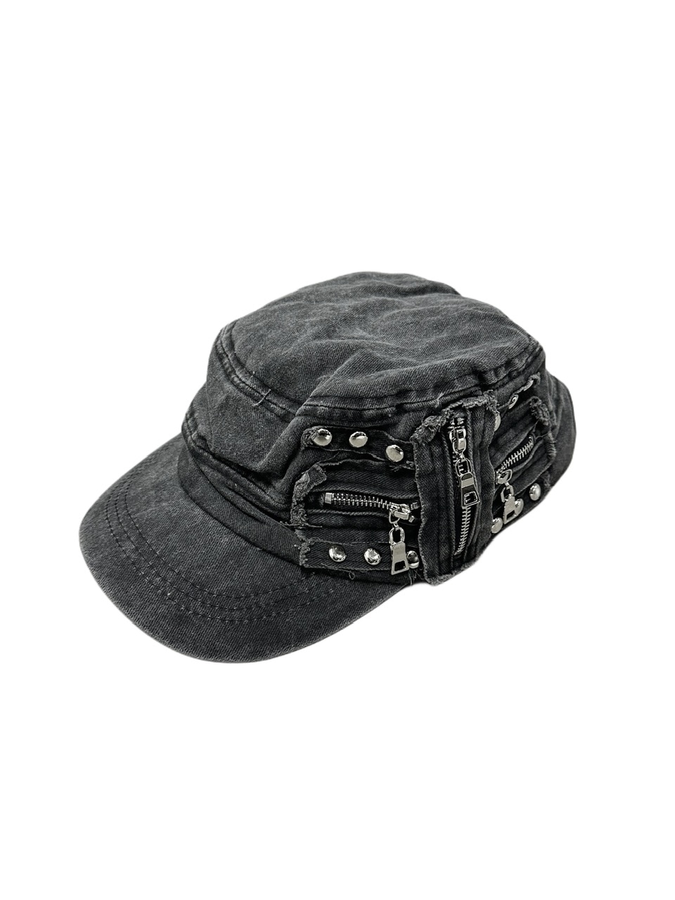 受注制【Never mind the XU】studs denim cap (2color) / 【ネバー