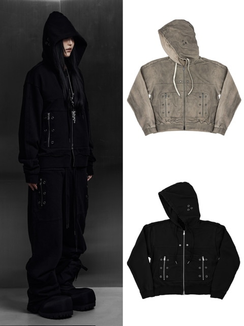 Rosen Kreuz】EYELET EDGE Set-Up ZIP-UP HOODIE | OUR BRAND,Rosen