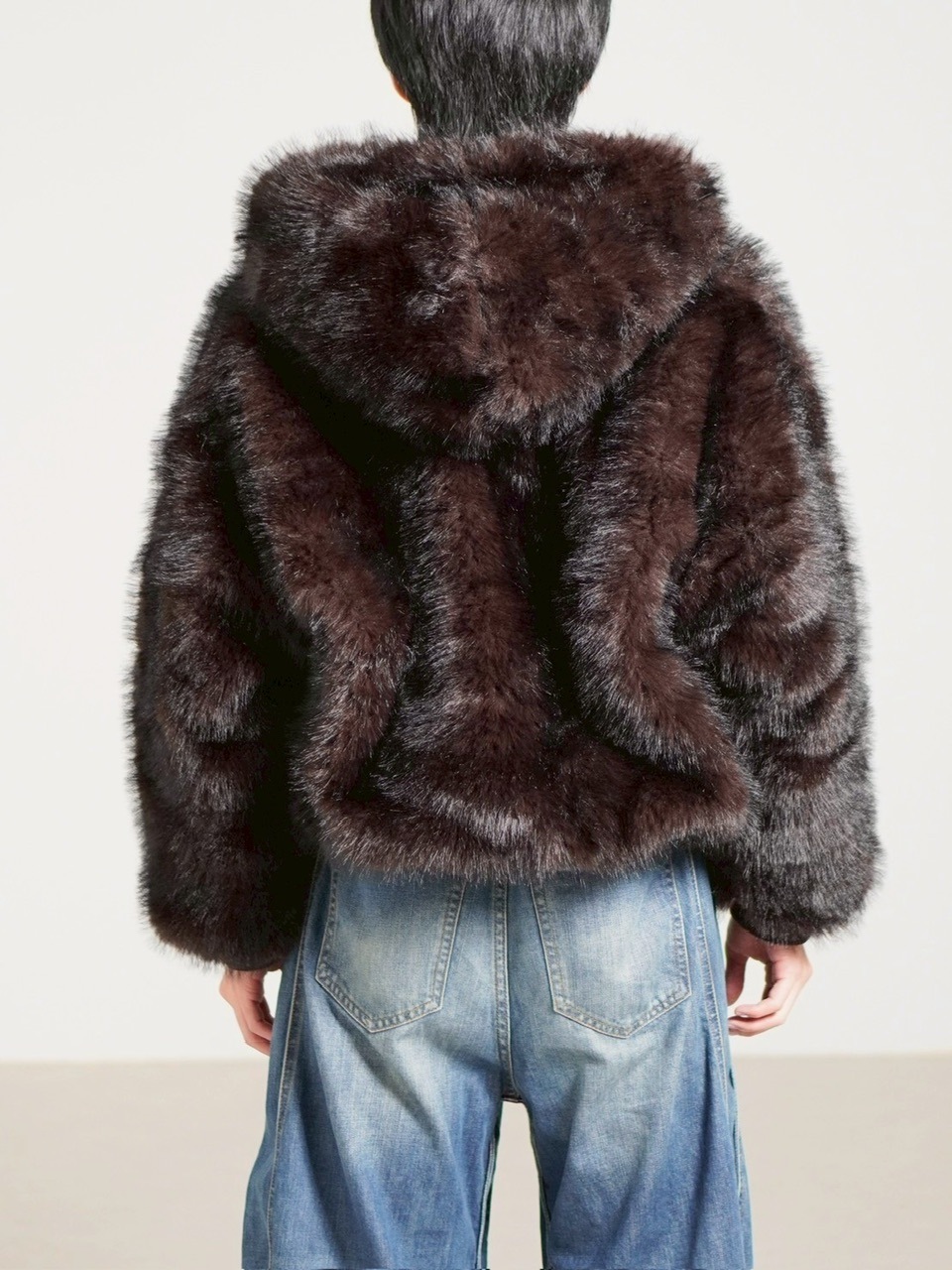 受注制【Chikashitsu +】oversized hooded fur blouson