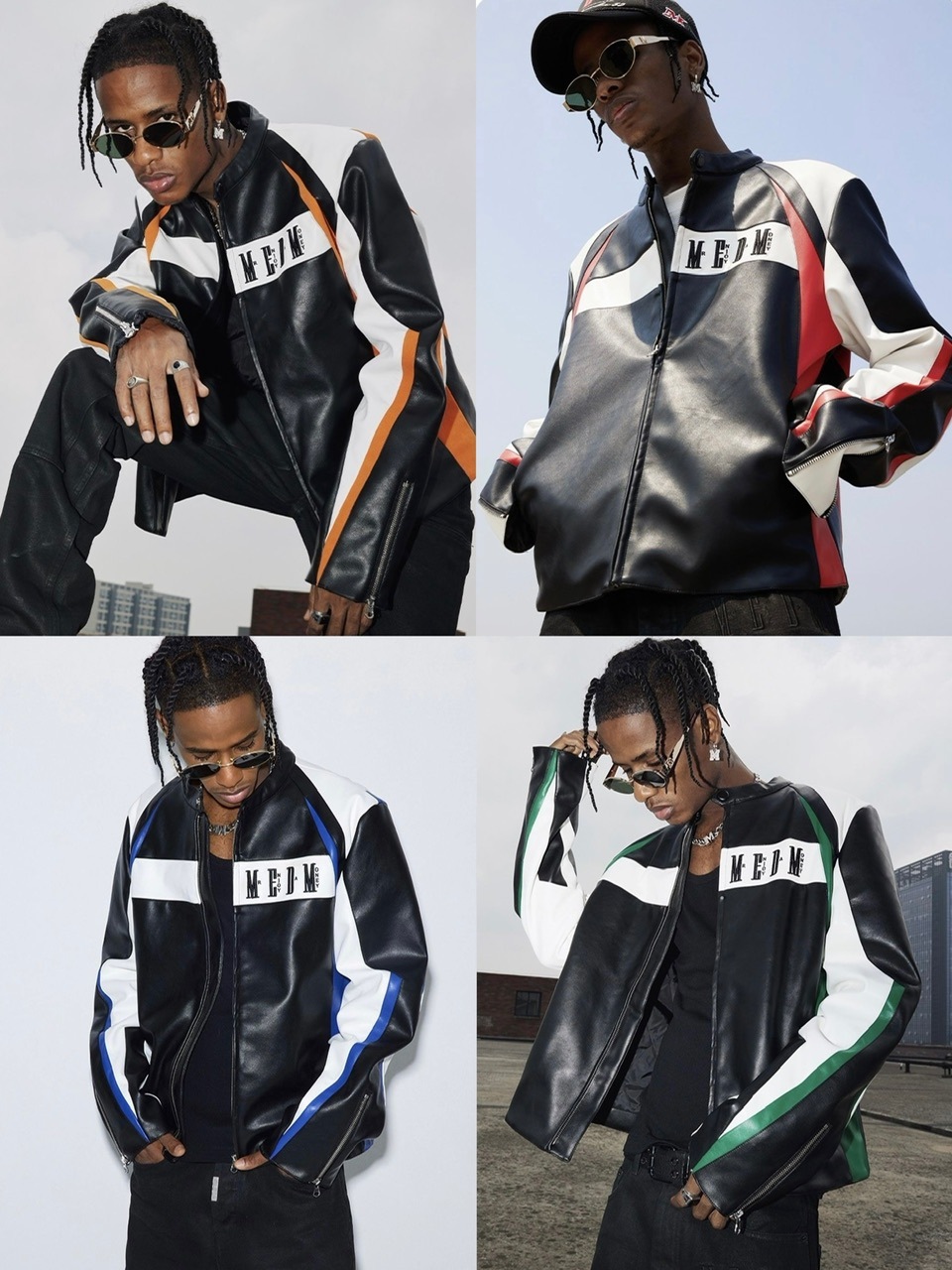 MR. ENJOY DA MONEY】COLOR BLOCKED LEATHER JACKET | OUR BRAND,MR