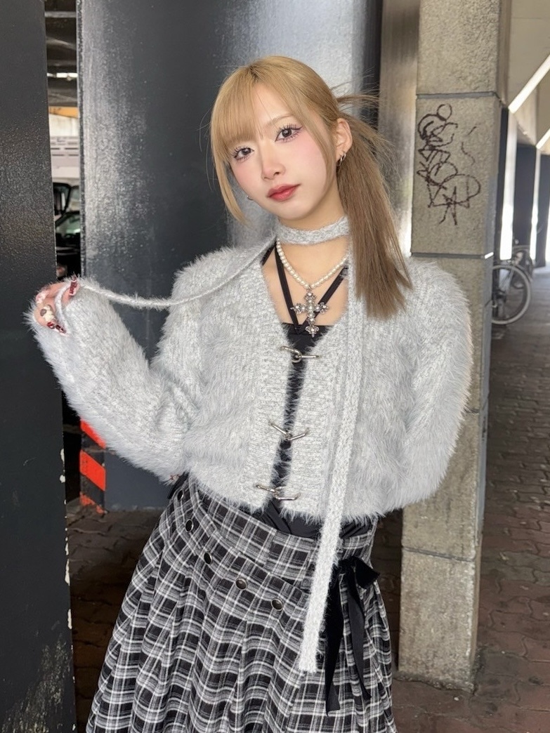 受注制【Never mind the XU】tie set knit cardigan (3color