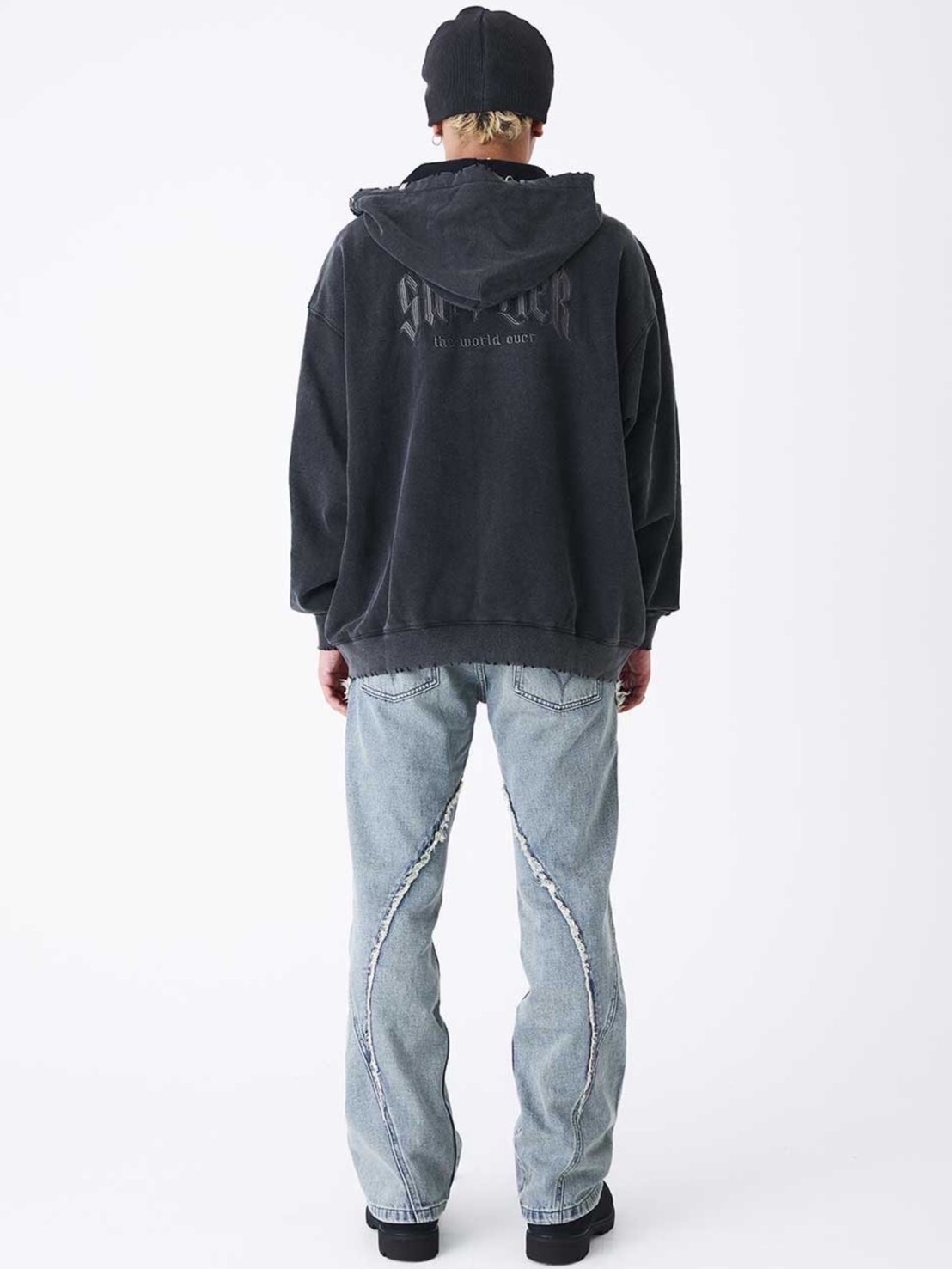 SUPPLIER】Vintage Wash Pierced Zip Hoodie / 【サプライヤー】ロゴ
